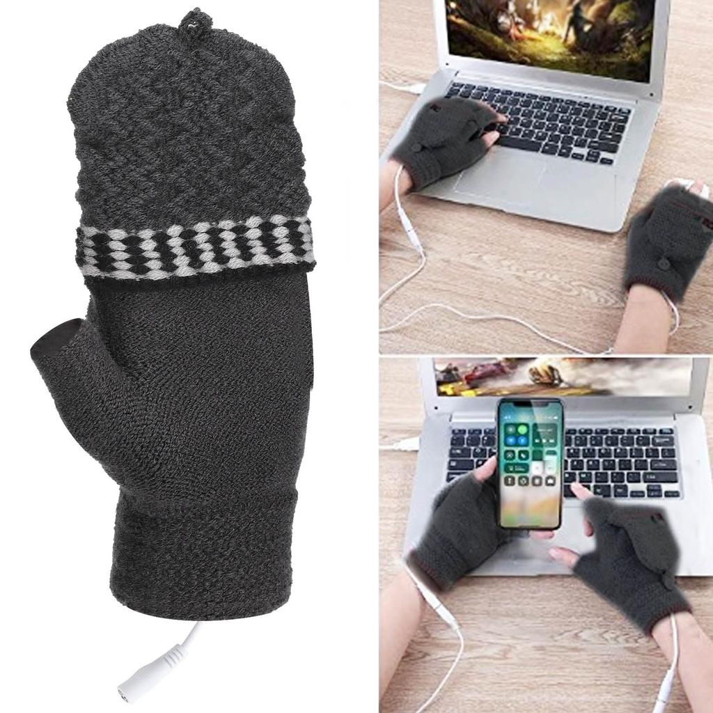 Rechargeable Heated Gloves USB Warm Laptop Glove Full Half Finger Mitten for Men