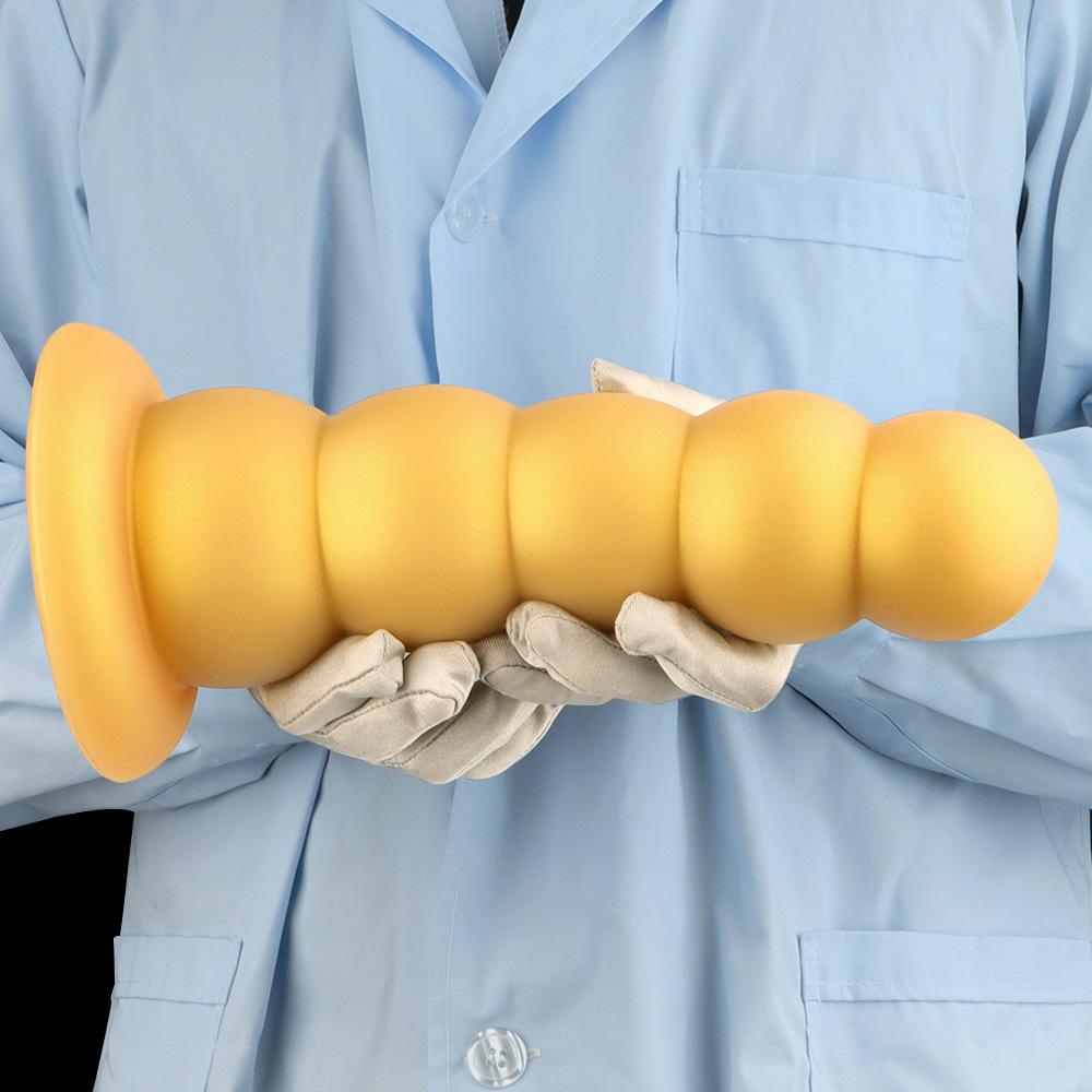 Gold Silicone Soft Bead Anal Plug Extra Large 5-Bead Dilator for Men & Women Prostate Massager Butt Plug Dildo Adult Sex Toy
