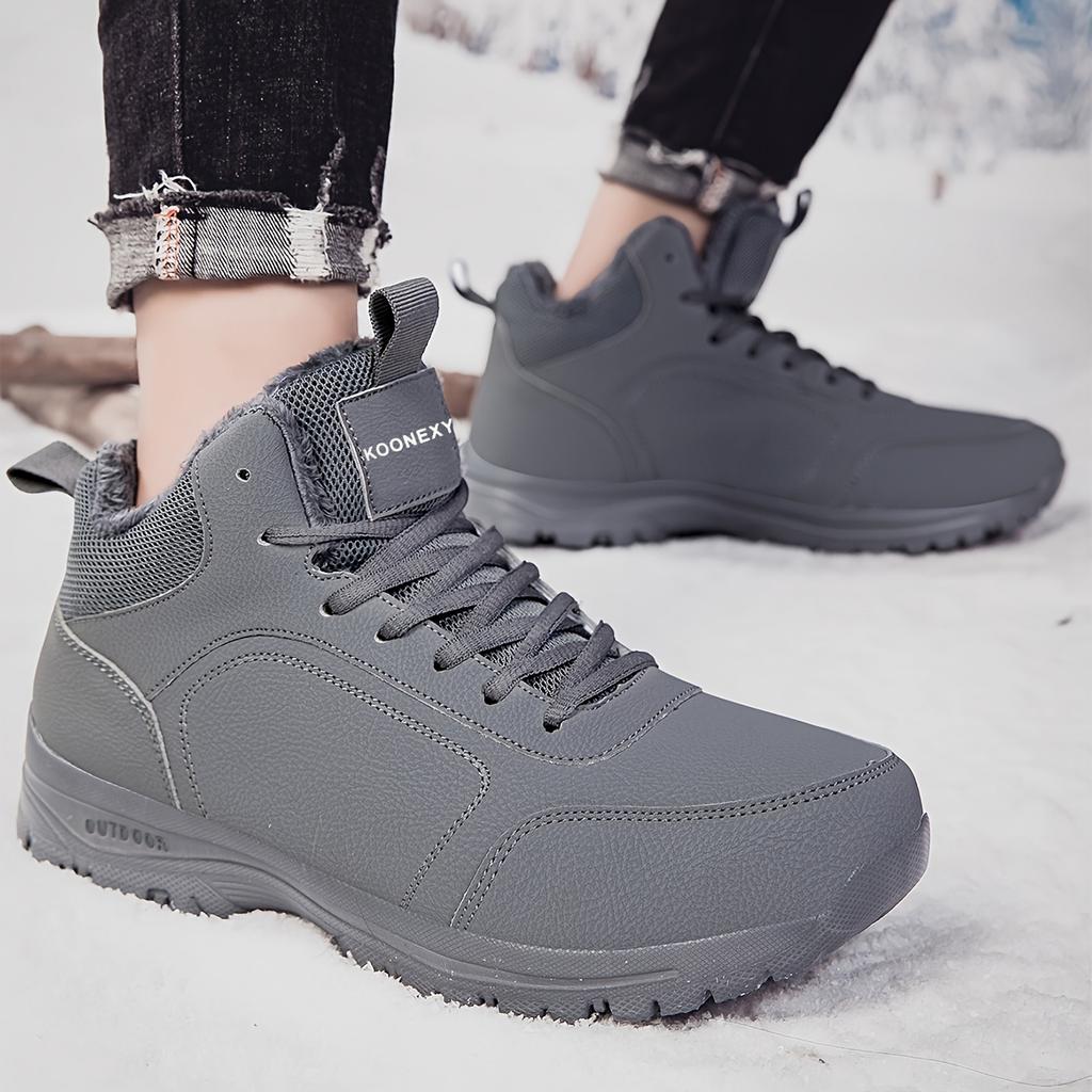 Men's Winter Snow Boots, Lace-Up Mid-Calf Design, Thick Plush Lining for Warmth and Comfort, Suitable for Cold Weather Sports and Casual Wear