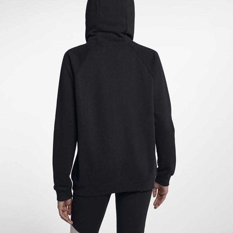 Nike Sportswear Contrast Logo Print Hoodie Pullover Long Sleeve Sweatshirt Women Tops Black CU9262-010