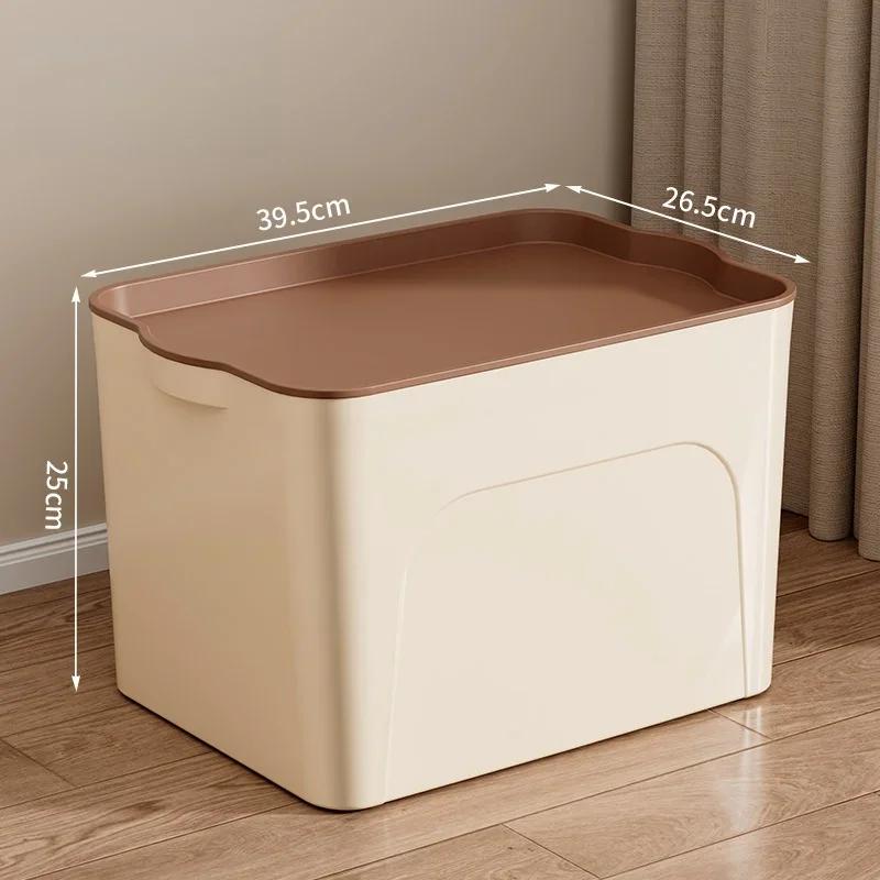Plastic Storage Box with Cover Stackable Sundries Toy Organizer Closet Wardrobe Desk Organizers Clothes Kitchen Storage Baskets