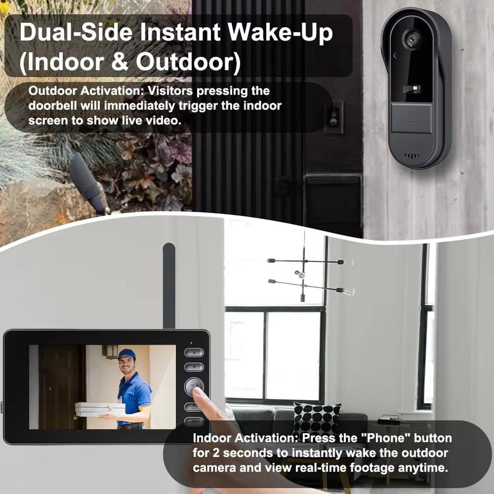 M15c 2.4G Wireless Video Intercom Doorbell IP65 Waterproof Video Doorbell Two Way Voice Doorbell with Camera Monitor Night Vision