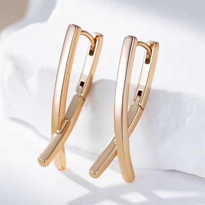 Orecchini Pendenti a Croce Geometrici a V alla Moda per Donne Orecchini Color Oro Vintage Gioielli Regali