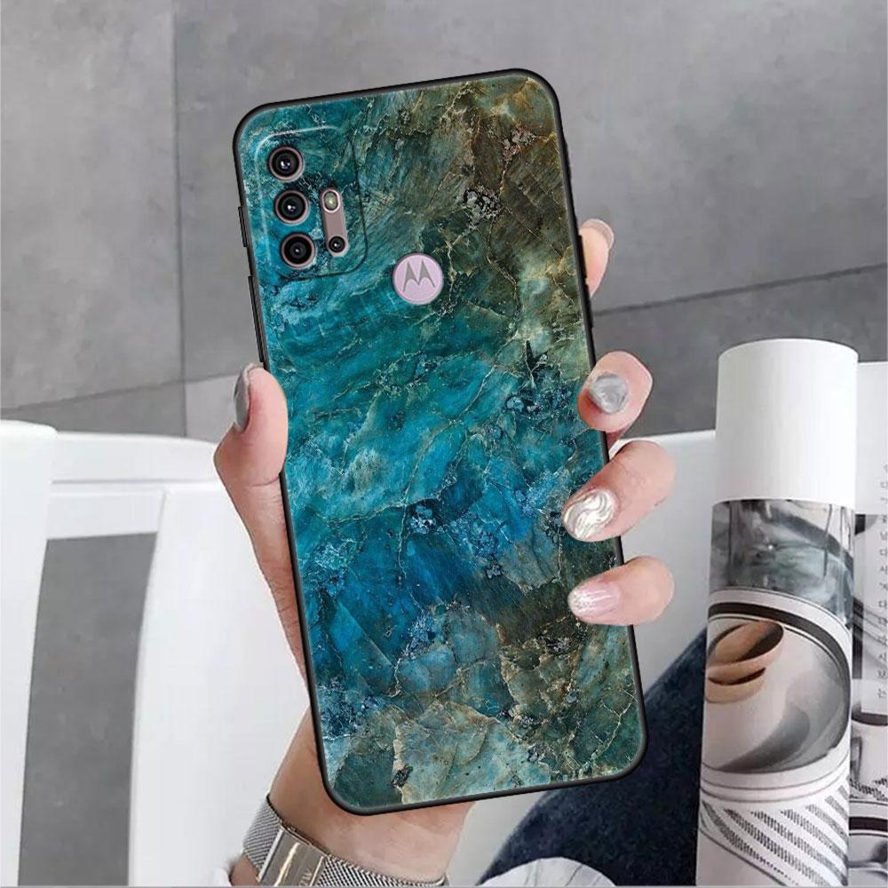 Luxury Marble Pattern Soft Case For Motorola G60 G30 Edge 20 30 G22 G9 Play G52 G8 G9 Power G50 One Fusion Black Phone Coque