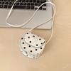 Polka dot crossbody bag, Korean style exquisite shoulder bag, 3D heart flap bag, fashionable holiday accessory.