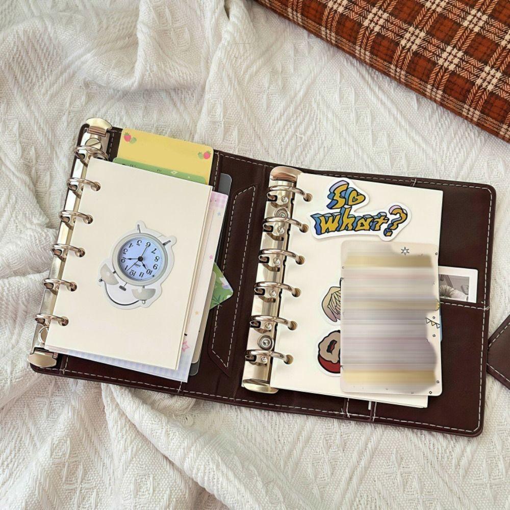 Portable Retro Brown Loose-leaf Notebook A7 DIY Scrapbook Travel Journal PU Leather Notepad Student Use