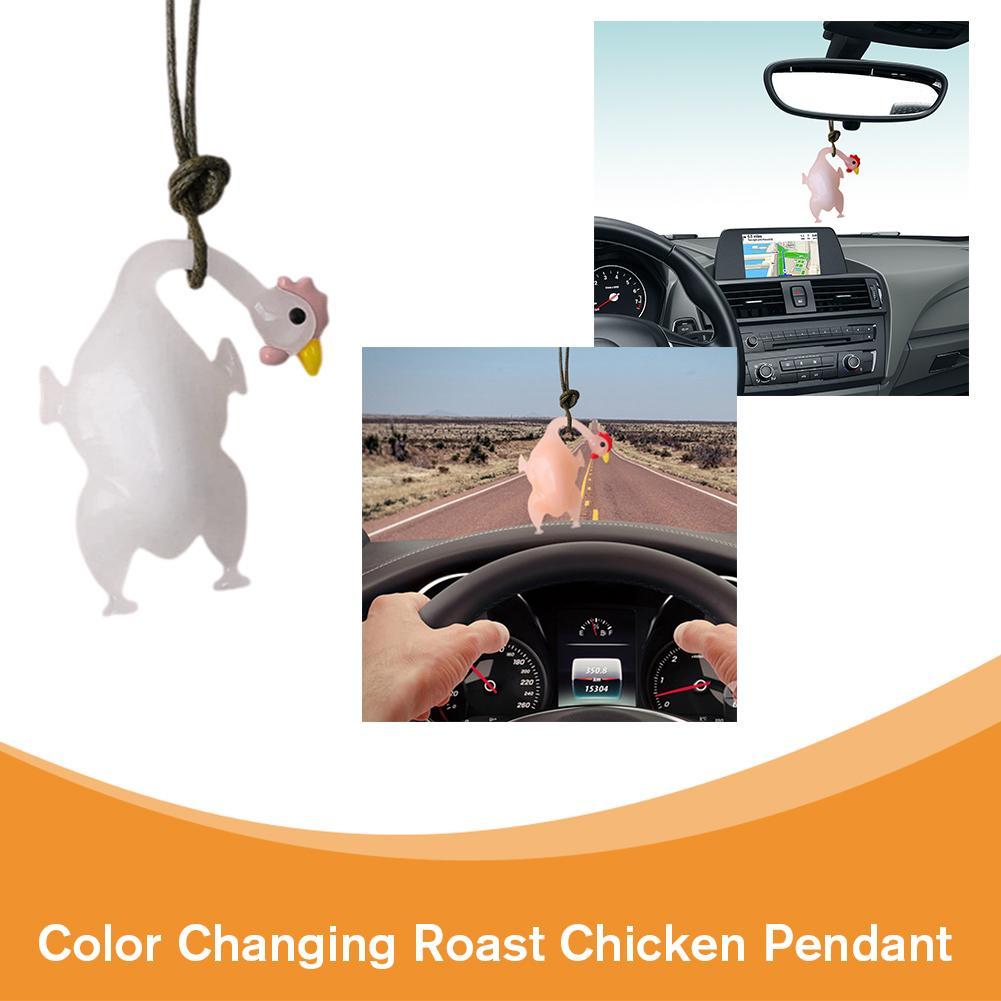 Color Changing Roast Chicken Pendant Creative Cute Decor Auto Changing Color Car Accessories Hanging Keychain Interior V8Y6