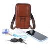 Portable Fanny Pack Waist Bag Cowhide Leather Cell Phone Belt Pack Simple Multi-pockets Casual for Outdoor Sport