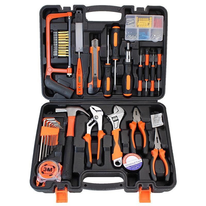 Household Hardware Tool Set: Electric & Impact Drill Combo with Toolbox for Vehicle Repair