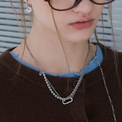 Heart Link Mix Chain Necklace_PM25N004WT