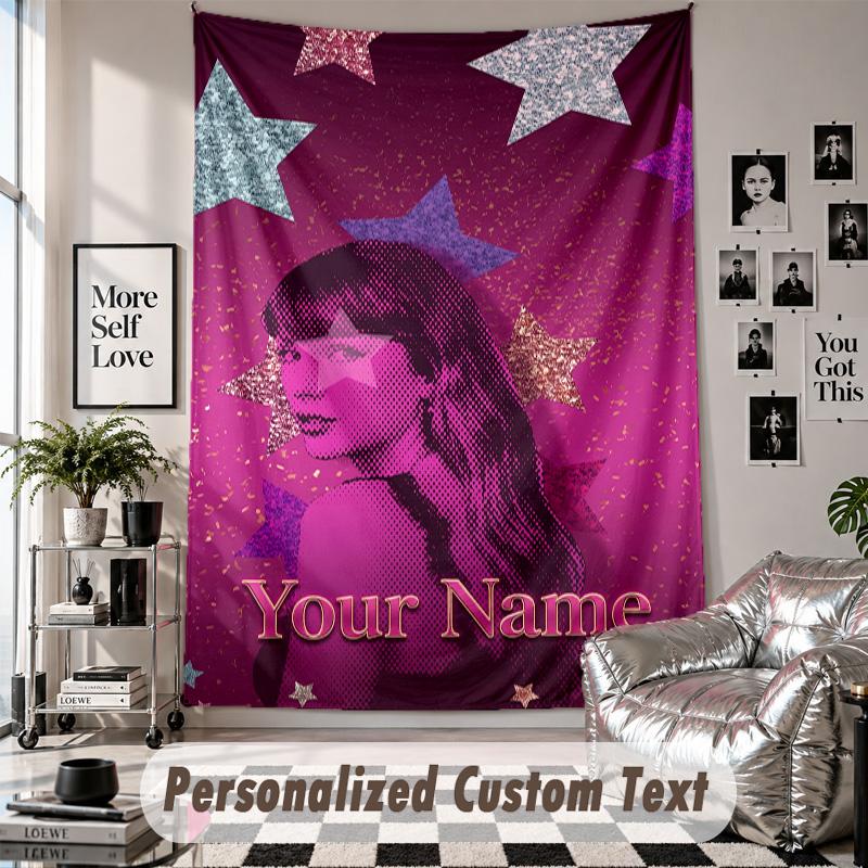 Wall Hanging Tapestry With Custom Name & Text, Taylor Swift Decorative Tapestry For Bedroom