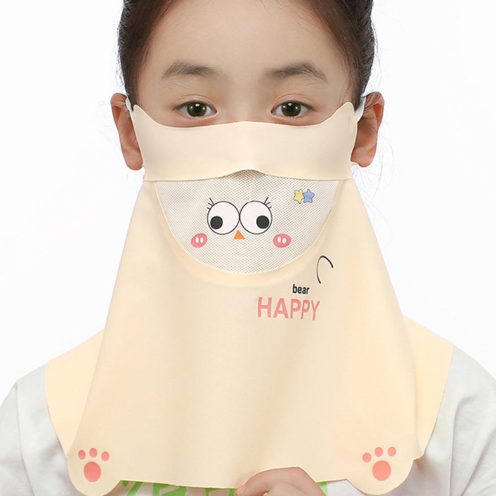 Cartoon Bear Child Ice Silk Face Mask Eye Care Neckline Face Cover Sunscreen Face Veil  Riding