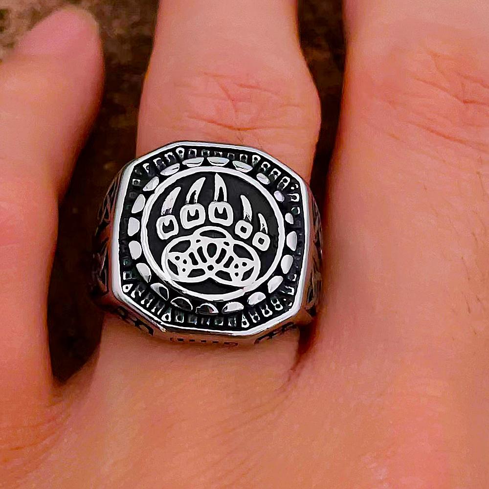Einzigartiger Wikinger Bärenklauenring für Herren Vintage Edelstahl Odin Wikinger Keltischer Ring Punk Motorradfahrer Biker Schmuck Großhandel