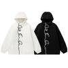 Unisex Oversized Hooded Cotton Puffer Jacket With Embroidered Dog Design Winter Warm Thick Fleece Lined Streetwear Coat