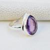 Teardrop Amethyst Ring: Natural 925 Sterling Silver, February Birthstone