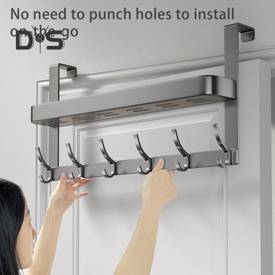 Door Rack Double-Layer Design Strong Load-Bearing Simple Installation Multipurpose Hanger Hook with Storage Shelf