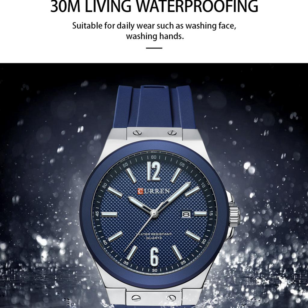 CURREN Simple Fashion Mens Watches New Top Brand Quartz Silicone Strap Wristwatch with Auto Date Waterproof Clock Luminous Hands
