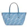 Fendi Roll Denim Effekt FF Jacquard Baumwolle Tragetasche Einkaufstasche Schulter Crossbody Handtasche Mini Damen Tote Blau 8BS096AUPXF1SKL