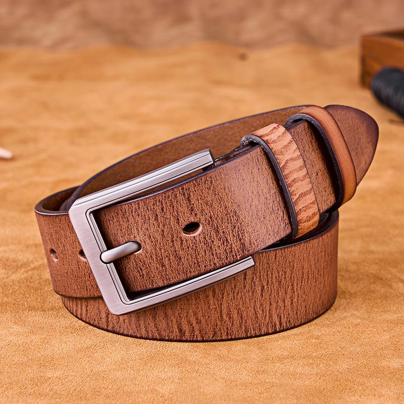 

Мужской ремень из чистой коровьей кожи в ретро-цвете, из натуральной кожи, повседневный и универсальный, головка ремня из коровьей кожи первого слоя, для джинсов