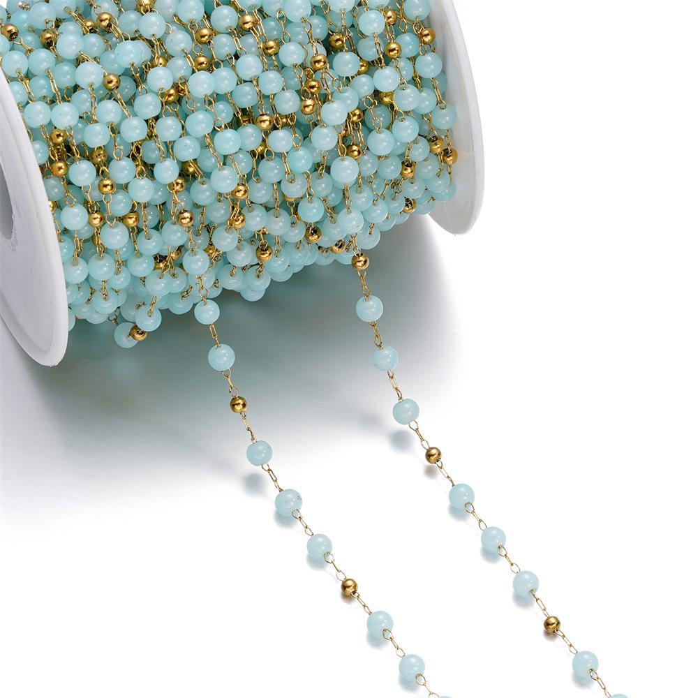 Chaîne à billes colorées œil de chat en acier inoxydable d'1 mètre pour bijoux DIY