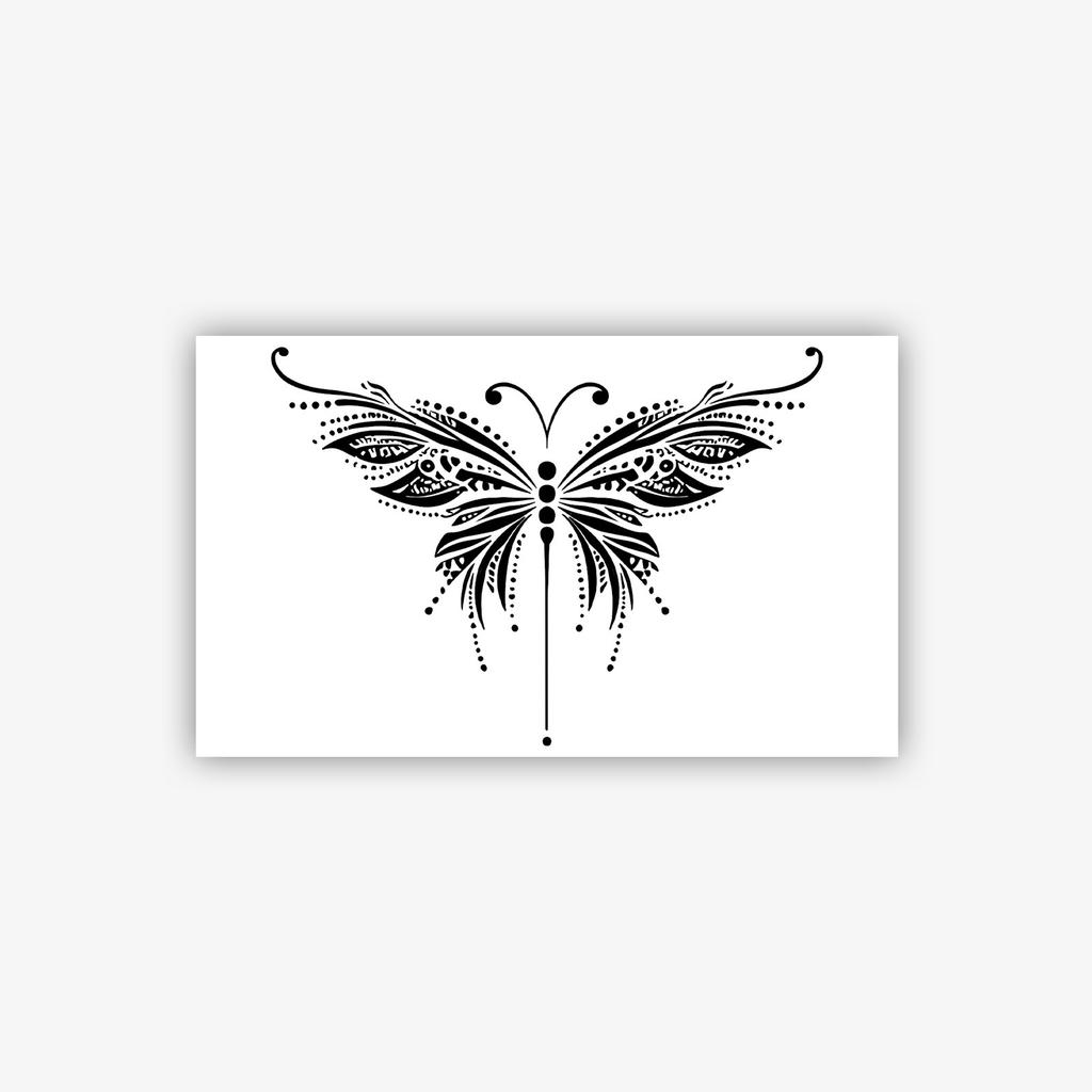 Schwarzer Schmetterling Tattoo Aufkleber Weibliche Brust Wasserdicht und Schweißfest Fortgeschrittener Sinn, Spice Girl Schlüsselbein Aufkleber