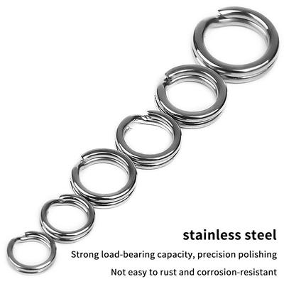 100Pcs Stainless Steel Fishing Split Rings, Saltwater Lure Connector Snap Rings, Heavy Duty Terminal Tackle Fishing Accessories