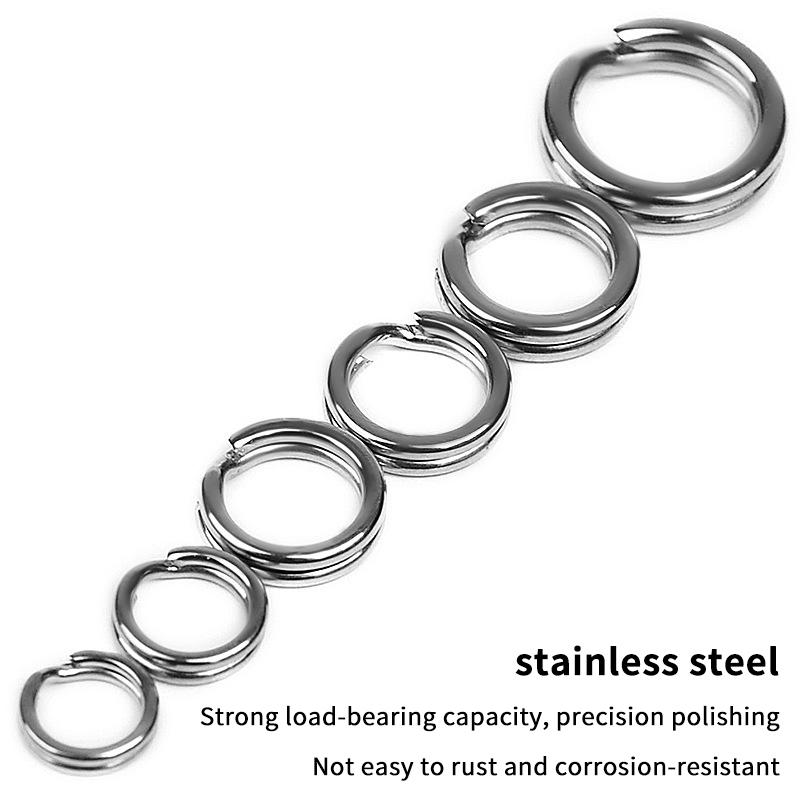 Fishing Split Rings 100Pcs Stainless Steel Lure Rings Saltwater Terminal Tackles Split Rings Fishing Connectors Snap Rings