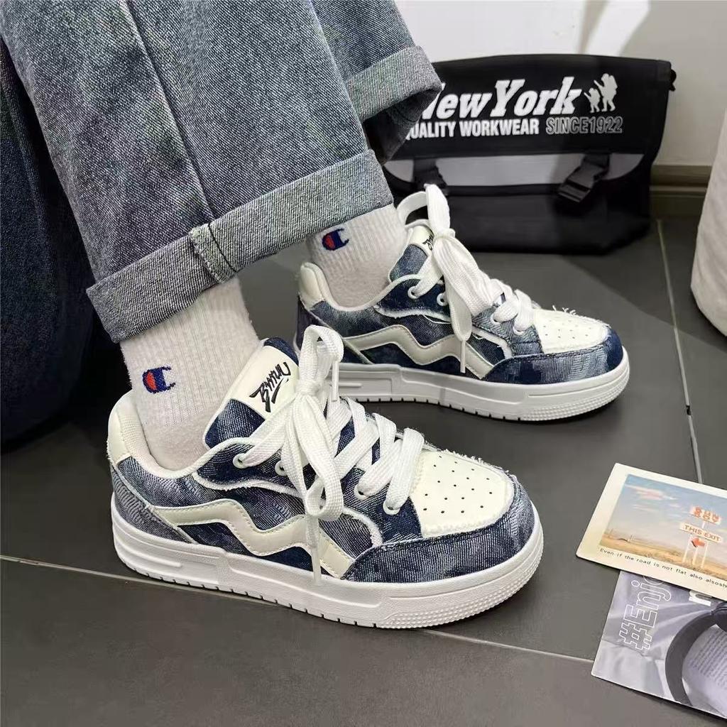 ins student white retro thick-soled heightening casual bread shoes breathable sports board shoes