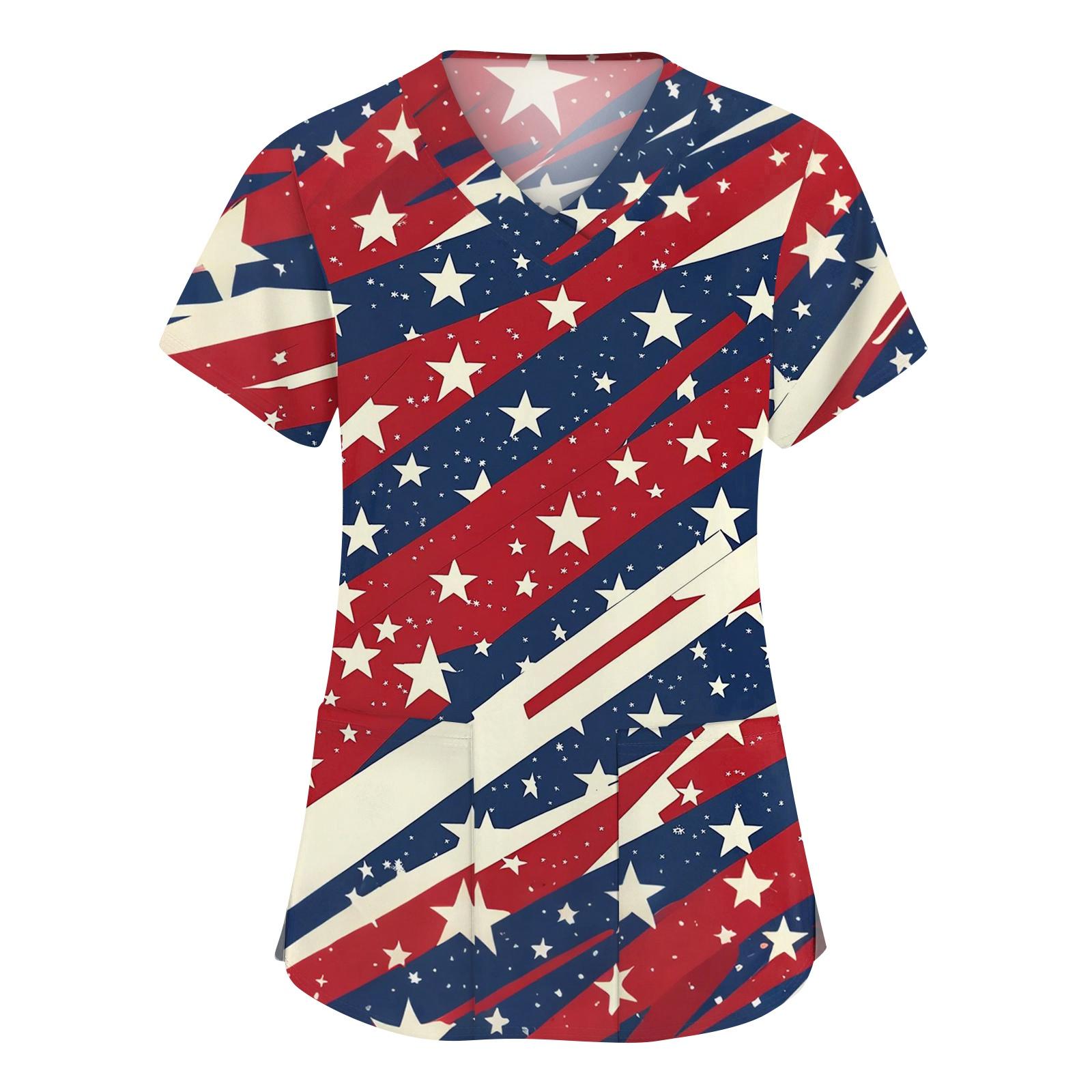 

Жіночий модний робочий одяг з V-подібним вирізом і короткими рукавами з принтованими кишенями XL кавун червоний колір