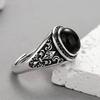 Vintage Faux Onyx Rings For Men Stainless Steel Adjustable Open Wide Ring Copper Color Fashion Punk Jewelry Gift