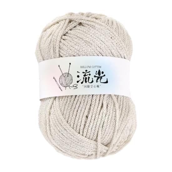 1.5MM Glitter Hollow Cotton Yarn Soft Thick Crocheting Knitting Yarn Handmade Crafts Pure Color Crochet Thread Skeins Beginners Knitting Lovers Gift