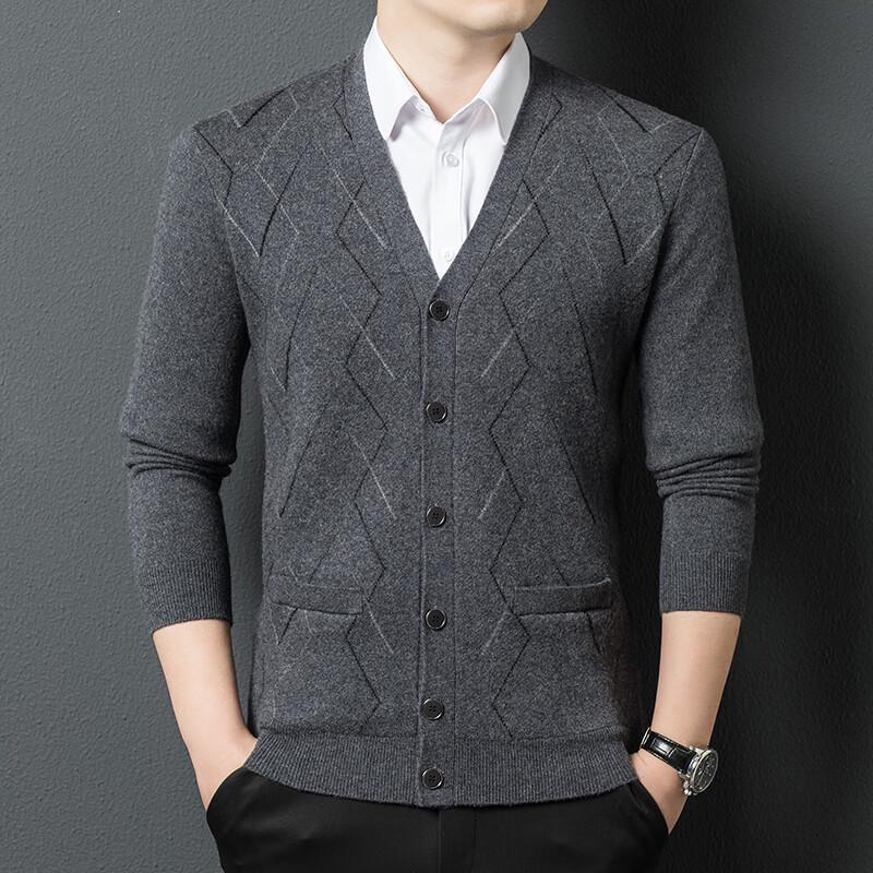 

Yiliteng Men s V-Neck Pure Wool Cardigan Sweater 190