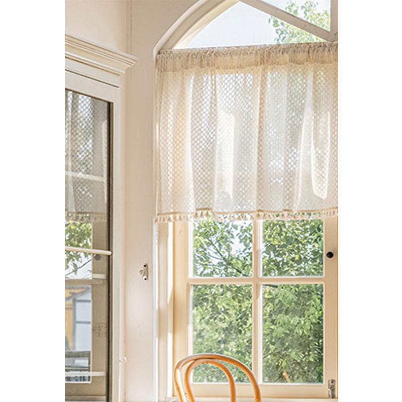 

Boho кухонная занавеска прозрачная винтажная кисточка для окна марлевая драпировка на штанге карман прозрачная многоуровневая занавеска для гостиной домашний декор 71x61cm