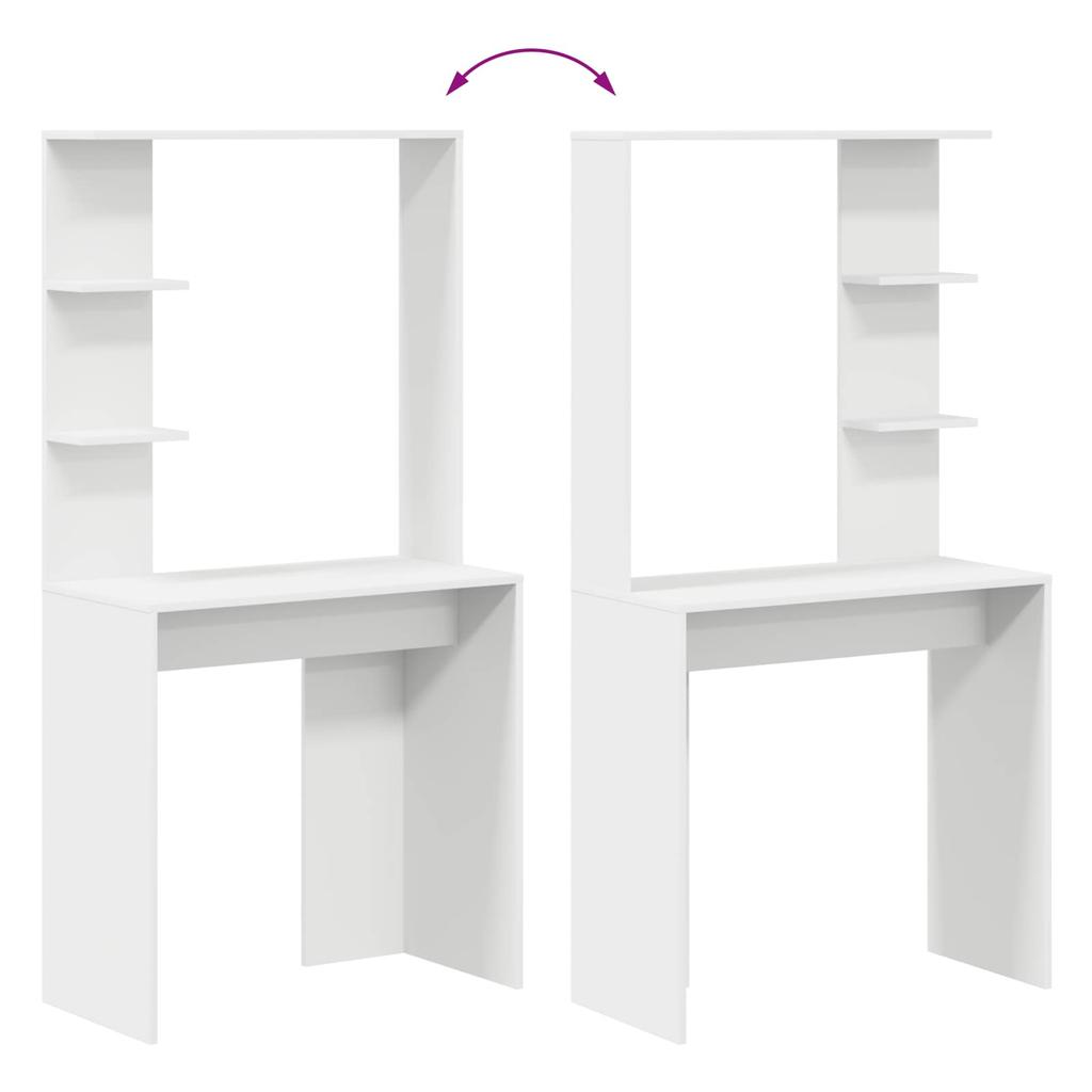 White Desk with Shelf 78.5 x 37 x 154.5 cm Engineered Wood