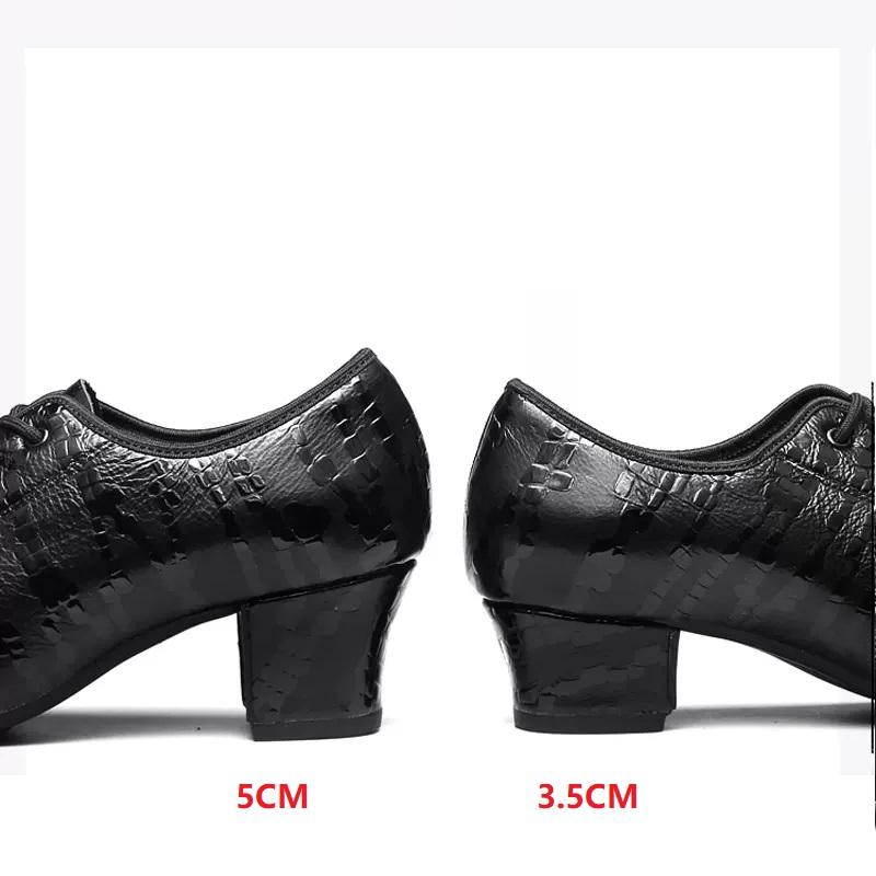 Women Water Grass Grain Leather Latin Dance Shoes Square Lace Round Toe Soft Soled Dance Shoes Breathable Social Dance Modern
