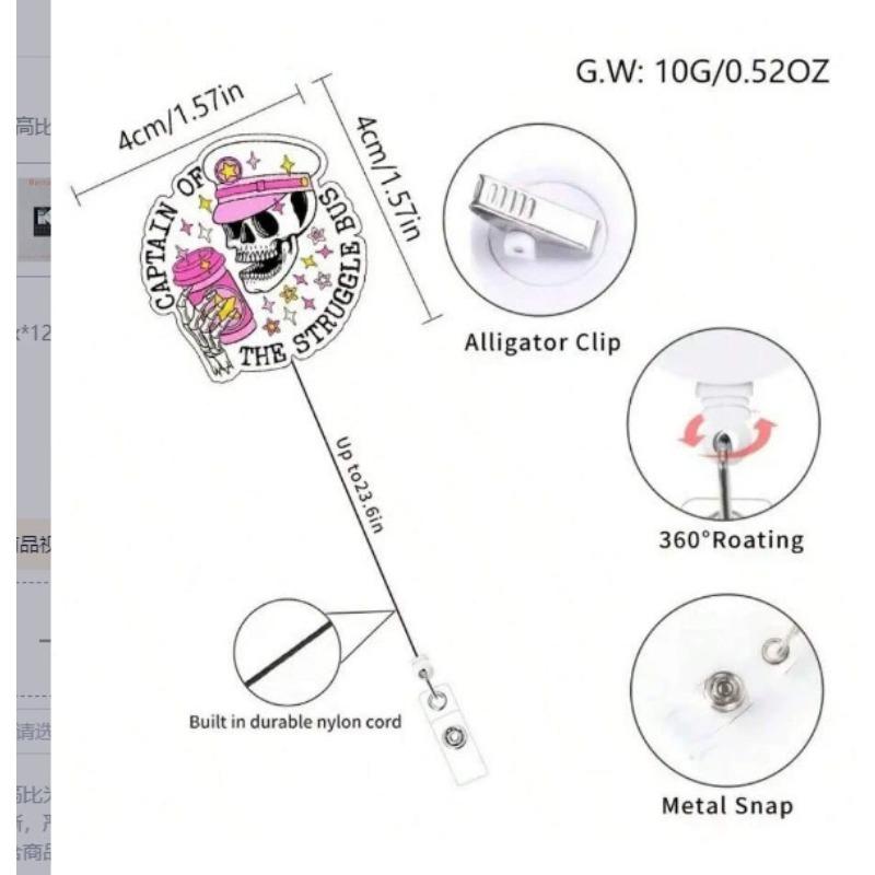 1 Stück Acryl Flacher Ausweishalter mit Einziehbarem Clip für Krankenschwester Arzt ID-Kartenhalter Medizinischer Arbeitsausweis Clip Büro Krankenhausbedarf