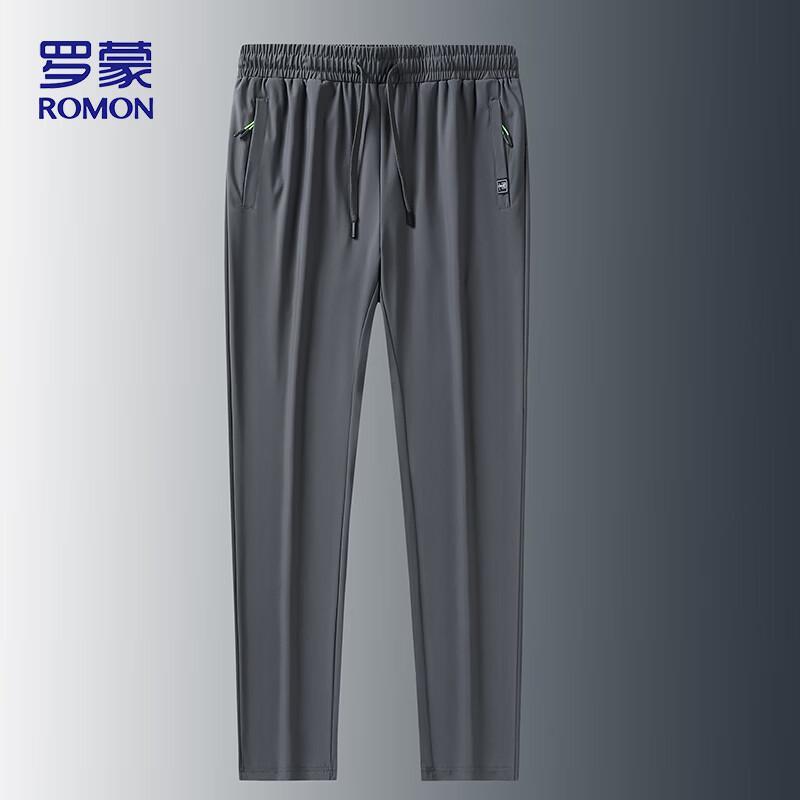 ROMON Men's Summer Ice Silk Quick-Dry Straight Leg Casual Pants