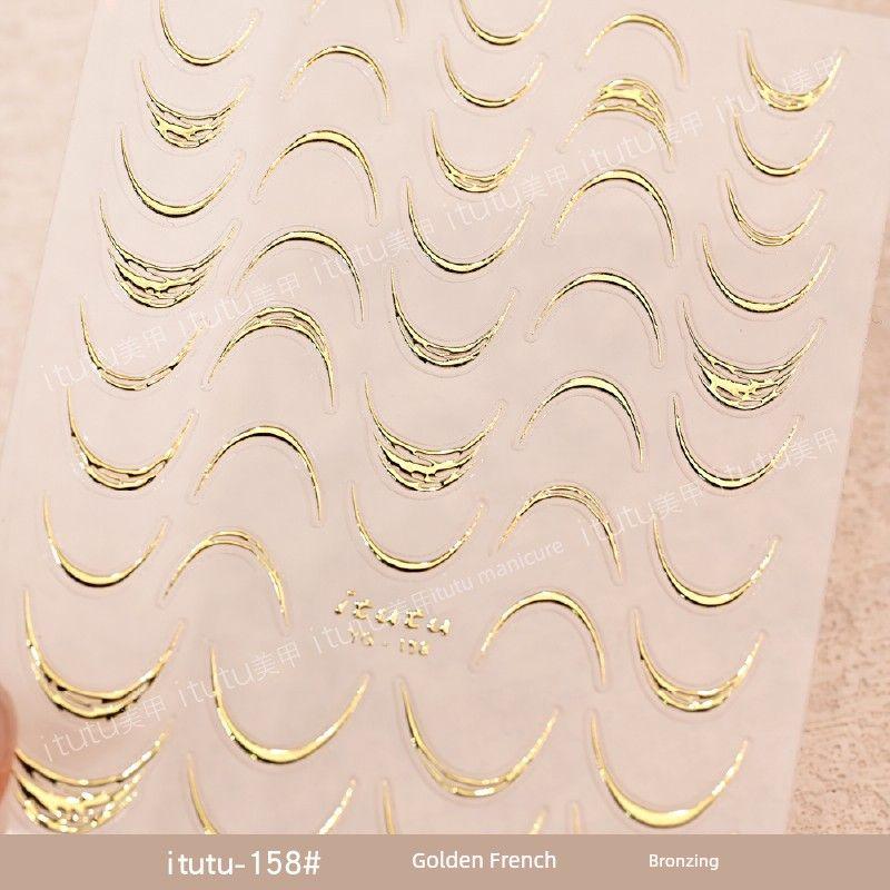 

New Arrival Bronzing Flower Nail Sticker Micro Relief Pansy Retro Gold Flower French Style Small Pattern Adhesive Nail Sticker itutu-158# gold French bronzing