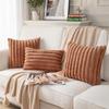 1pc Faux Fur Plush Decorative Throw Pillow Covers Fuzzy Striped Soft Pillowcase Cushion Covers for Sofa Couch Bedroom 18x18 Inch