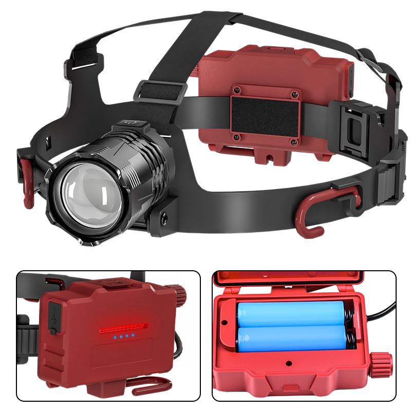 Powerful Headlight 18650 USB Rechargeable Lamp Waterproof Sensor Head Flashlight Dimmable Safety Helmet Headlamp Mining Cap Lamp