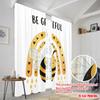2pcs 2D Flat Printing Window Curtains Cute Bee Rainbow Gratitude Polyester Without Electricity Holiday Decorations Perfect for