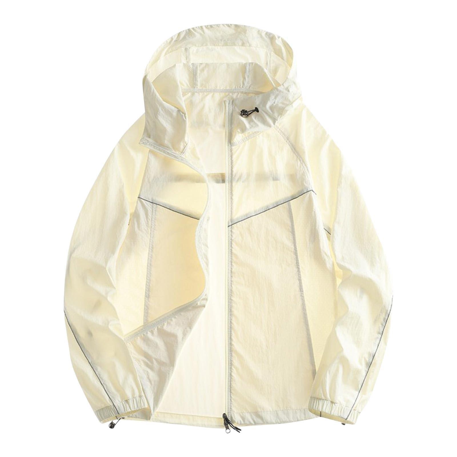 

Легкая куртка с капюшоном для пар, модная, солнцезащитная, на полной молнии, дышащая, удобная толстовка, верхняя одежда для спорта на открытом воздухе S бежевый