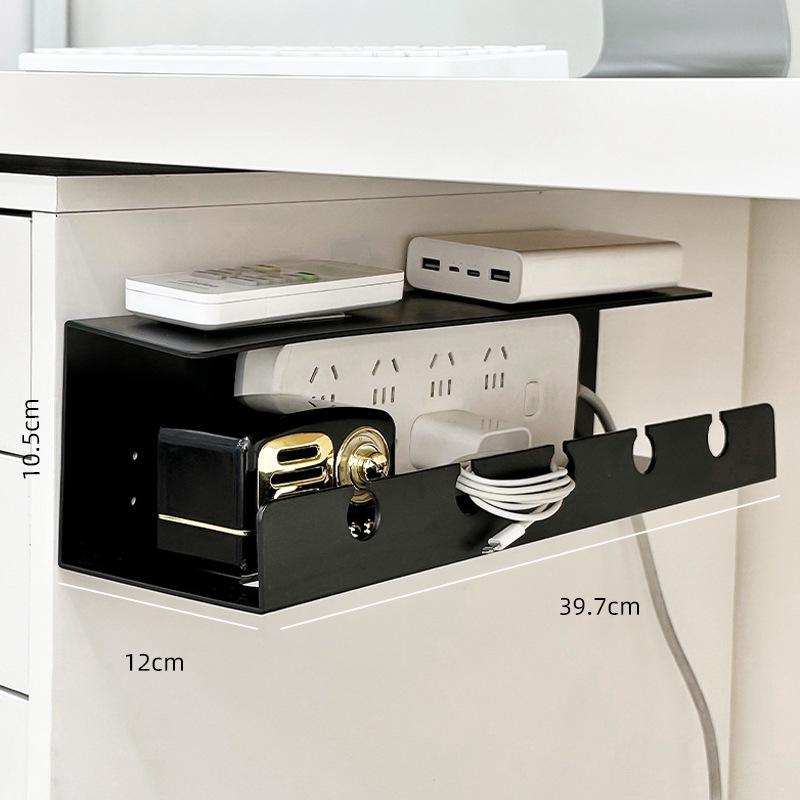 

Under-Desk Cable Management Rack: No-Drill Power Strip & Cord Organizer for Home Offices чёрный