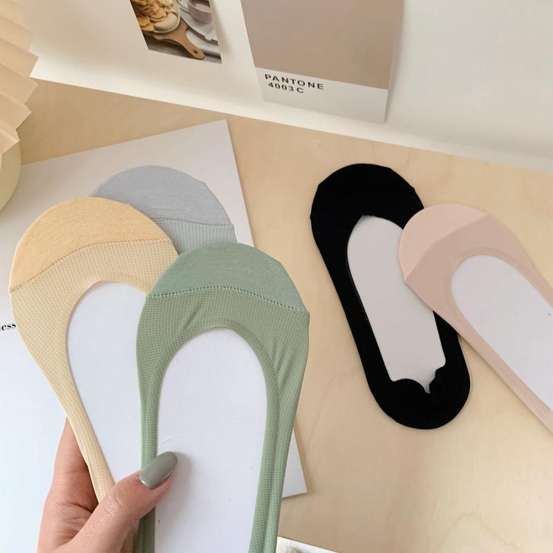 Spring and Summer Cotton Patchwork Anti-Slip Low-Heel Invisible Socks for Children and Girls - Women's Thin Transparent Socks