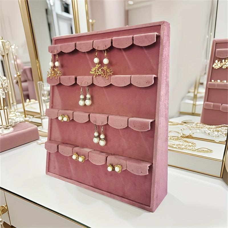 PGY Pink Velvet Jewelry Display Props Stand Elegant Ring & Earring Organizer Soft Fabric Lining Jewelry Bracelet Display Rack