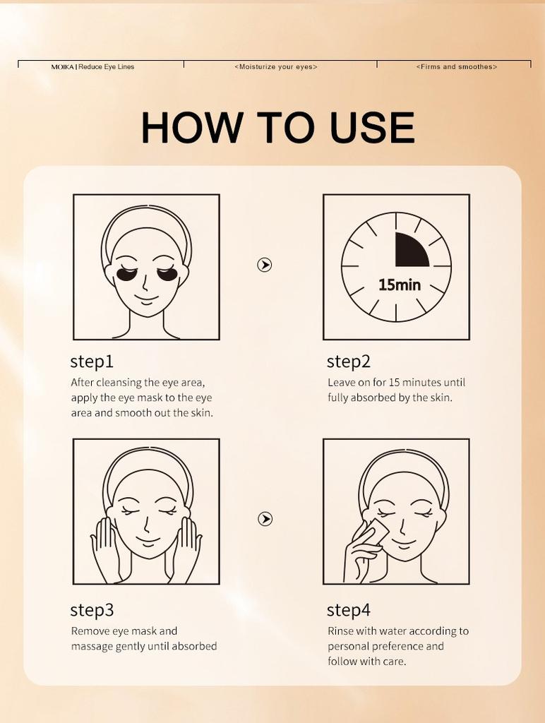 Feuchtigkeitsspendende Augenklappe, Augenpads, 60 Stück, Augenpads, 24 K Kollagen-Augenmaske, feuchtigkeitsspendend, entfernt Augenringe, reduziert feine Linien und Fältchen, 10 ml