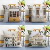 Spanish Beach Island Architecture Art Pillow Case Anti-dustmite Pillowcase Invisible zipper silky short plush Sofa cushion cover