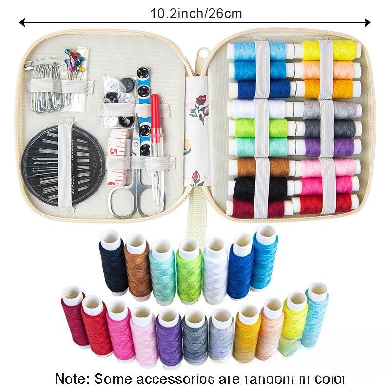 

Кожаный синий печатный швейный набор, нитки для ручного шитья, домашний настольный швейный набор, портативный набор небесно-голубой