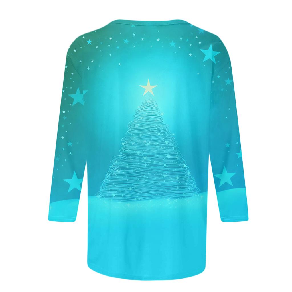 Women's Loose Comfortable Casual Fashion V-Neck Christmas Print Long Sleeve Hoodie