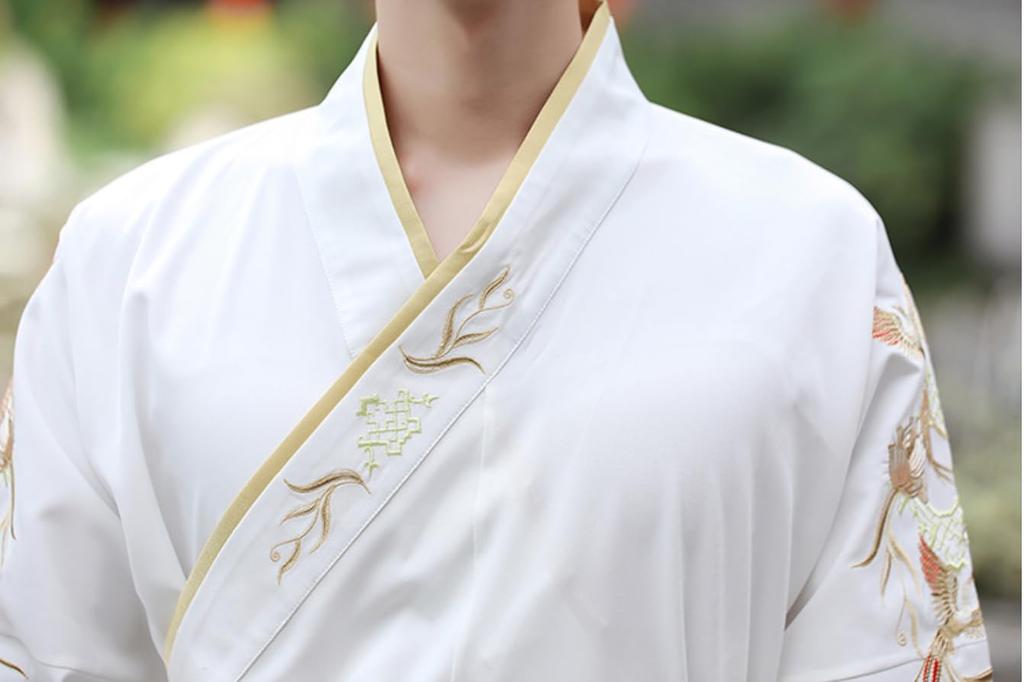 Hanfu Cosplay Kostüm Weiß Schwarz Set Phönix [Lady Faul] Herren Herren (2XL)